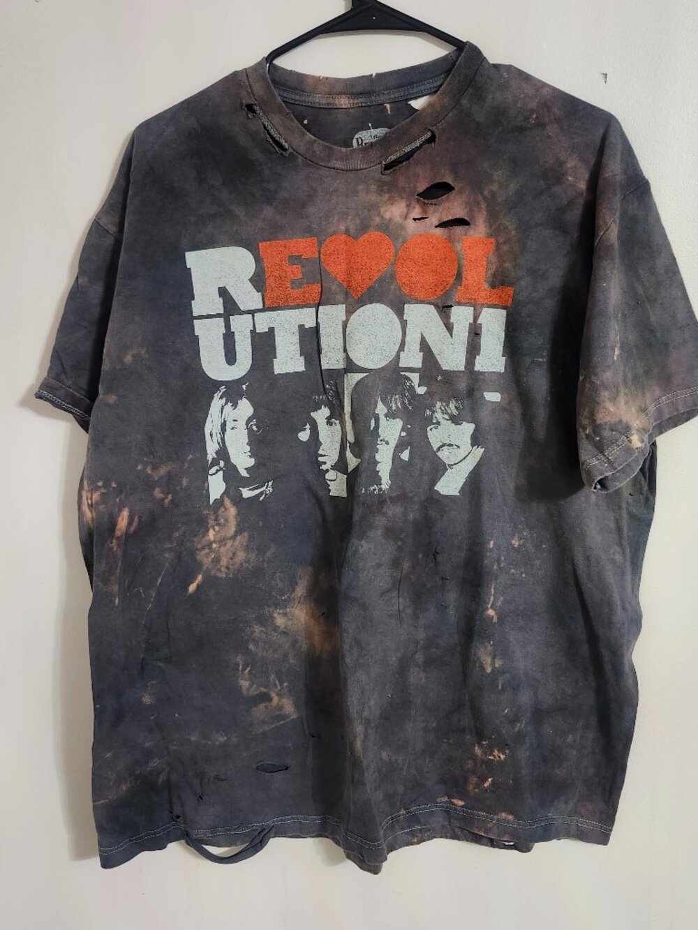 Bleached and distressed The Beatles band shirt size 2XL